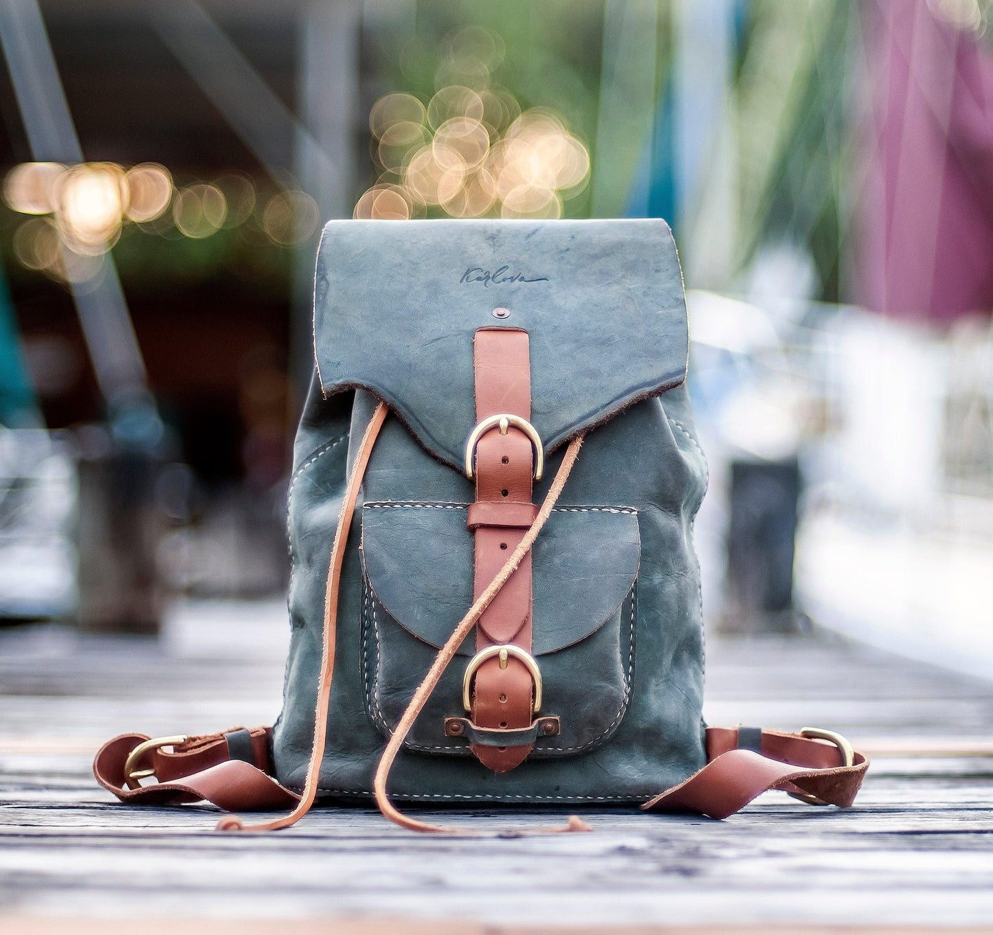 Leather backpack printable leather craft DIY PDF pattern by Karlova Design, leatherwork template for hand stitching