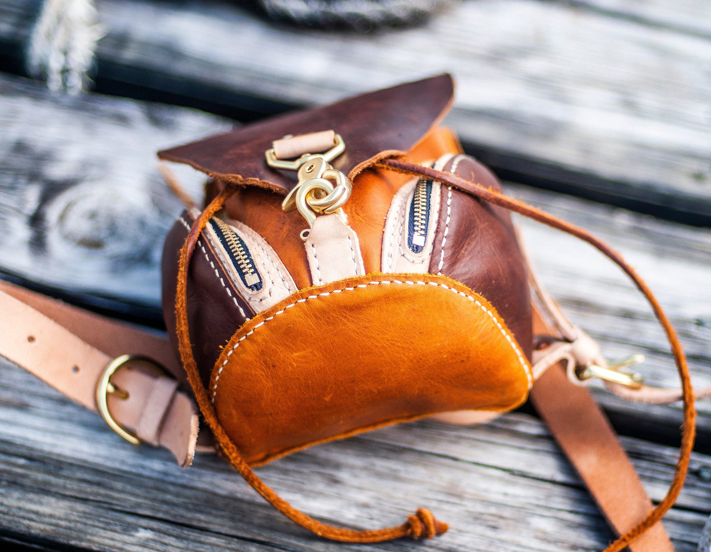 Leather mini backpack, small purse, leather craft DIY PDF pattern by Karlova Design, leatherwork template for hand stitching