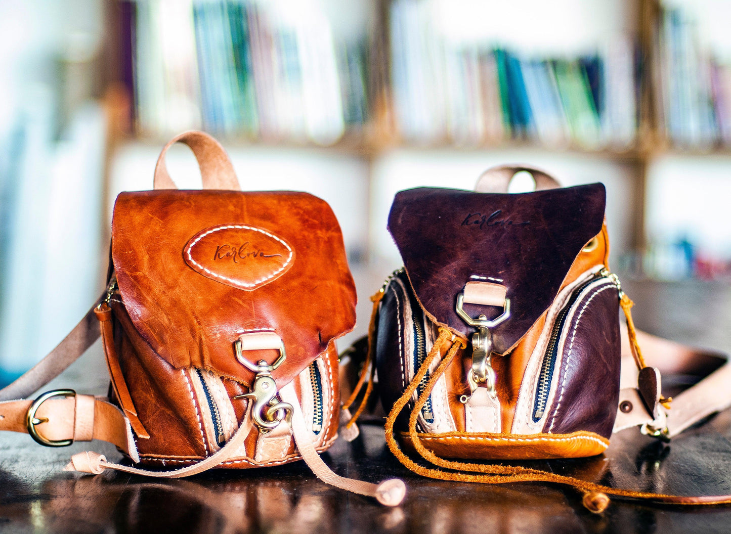 Leather mini backpack, small purse, leather craft DIY PDF pattern by Karlova Design, leatherwork template for hand stitching