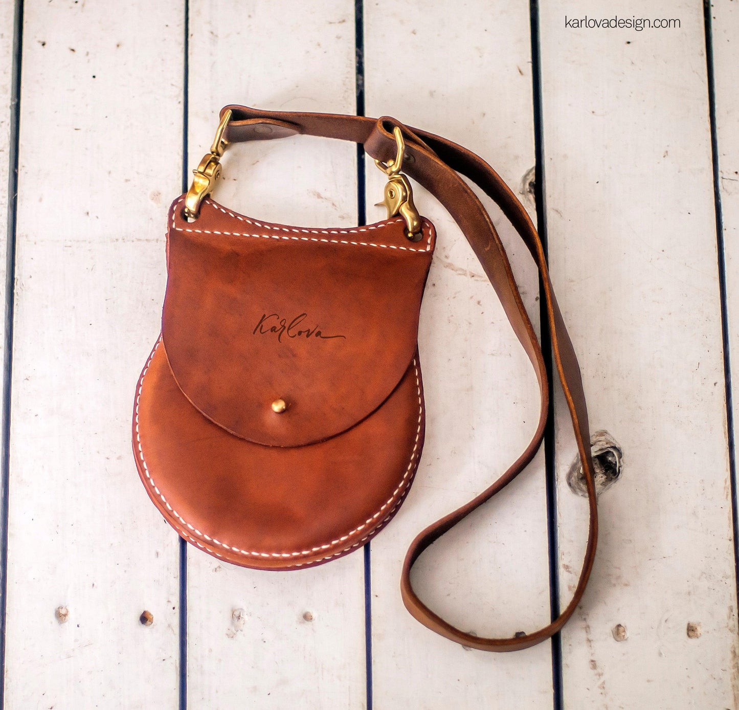 Little Round Bag Leather Craft PDF Pattern Download with Video Tutorial - Karlova Design