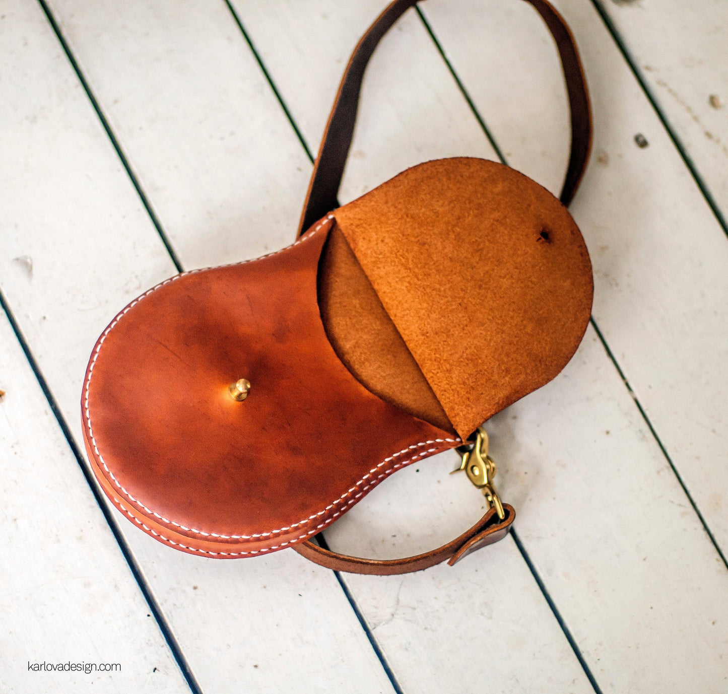 Leather bag, phone pouch leather craft DIY PDF pattern by Karlova Design, leatherwork template for hand stitching