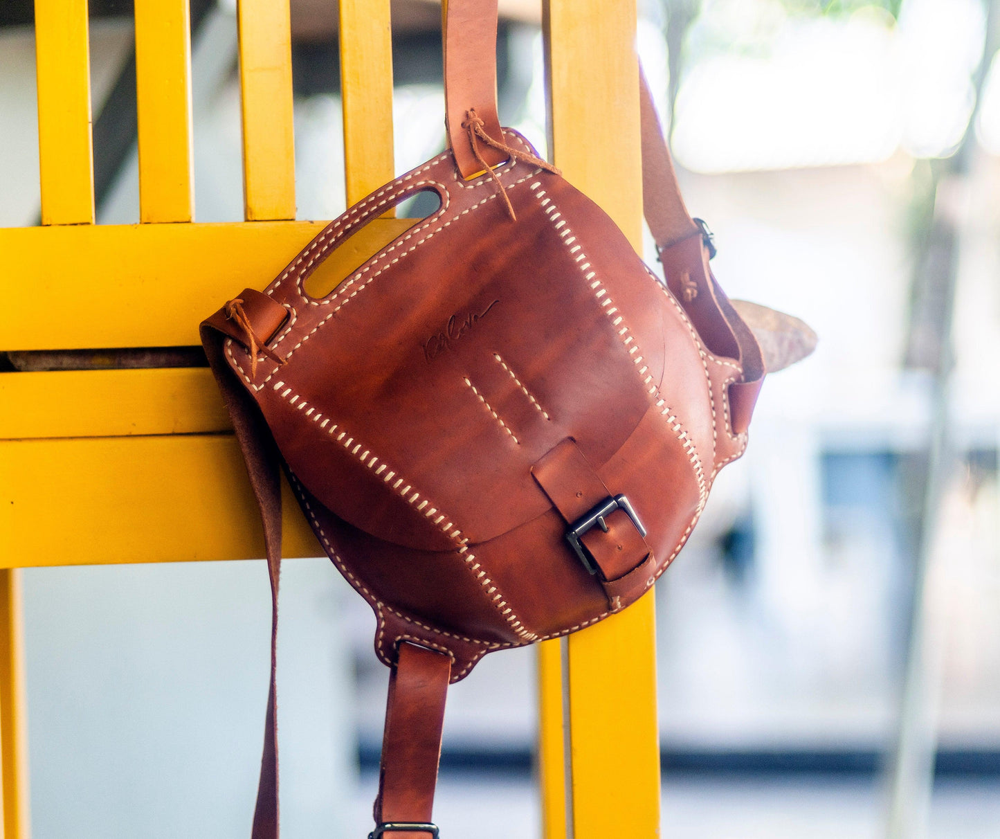 Leather backpack leather craft DIY PDF pattern by Karlova Design, leatherwork template for hand stitching