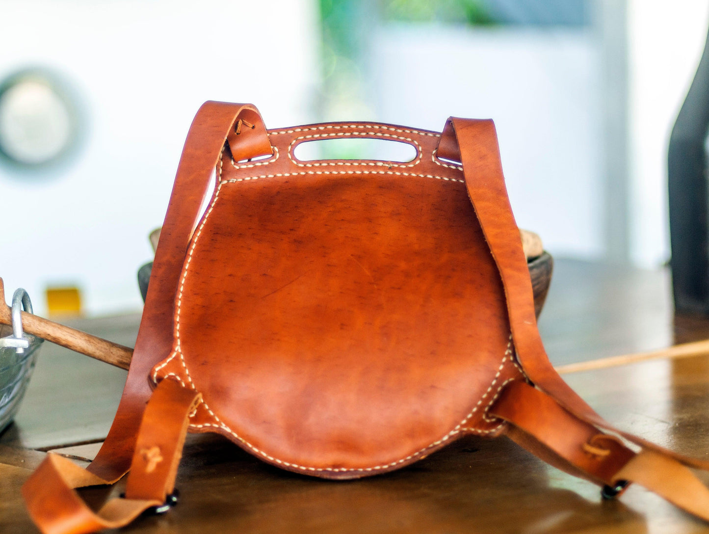 Leather backpack leather craft DIY PDF pattern by Karlova Design, leatherwork template for hand stitching