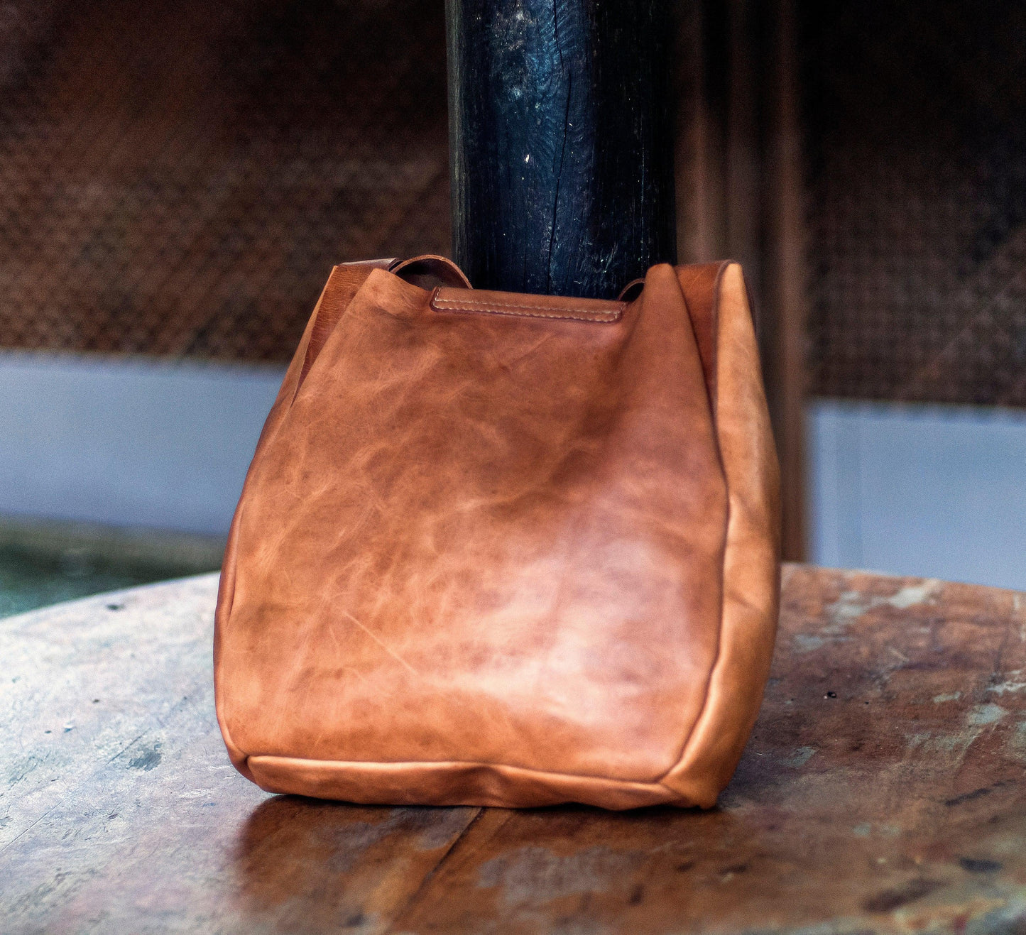 Tote bag printable leather craft DIY PDF pattern by Karlova Design, leatherwork template for hand stitching