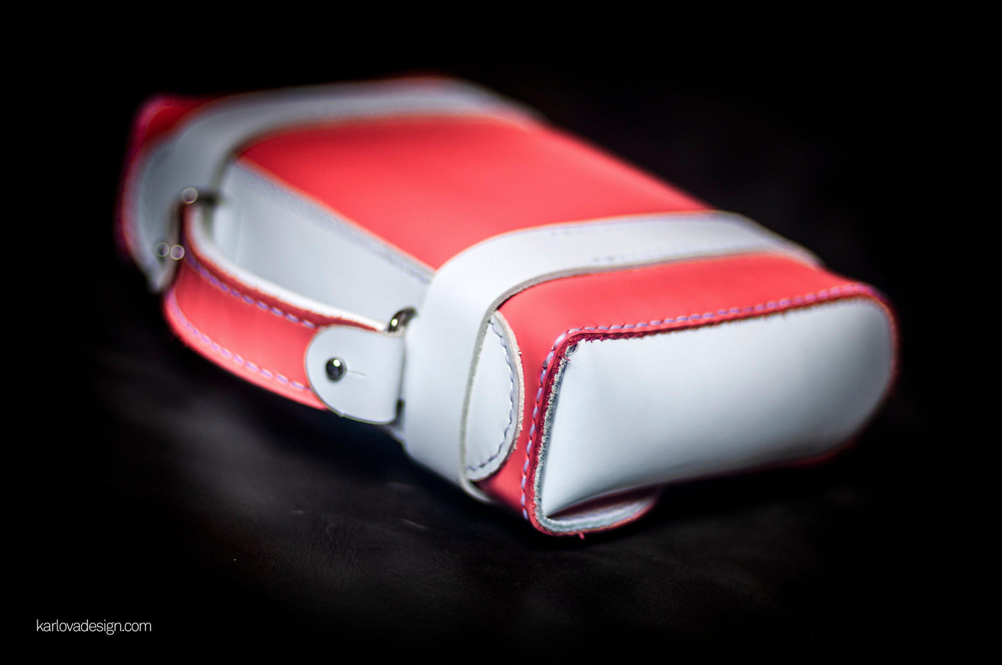 Leather briefcase, makeup case, toiletry bag, small purse, leather craft DIY PDF pattern by Karlova Design, leatherwork template for hand stitching