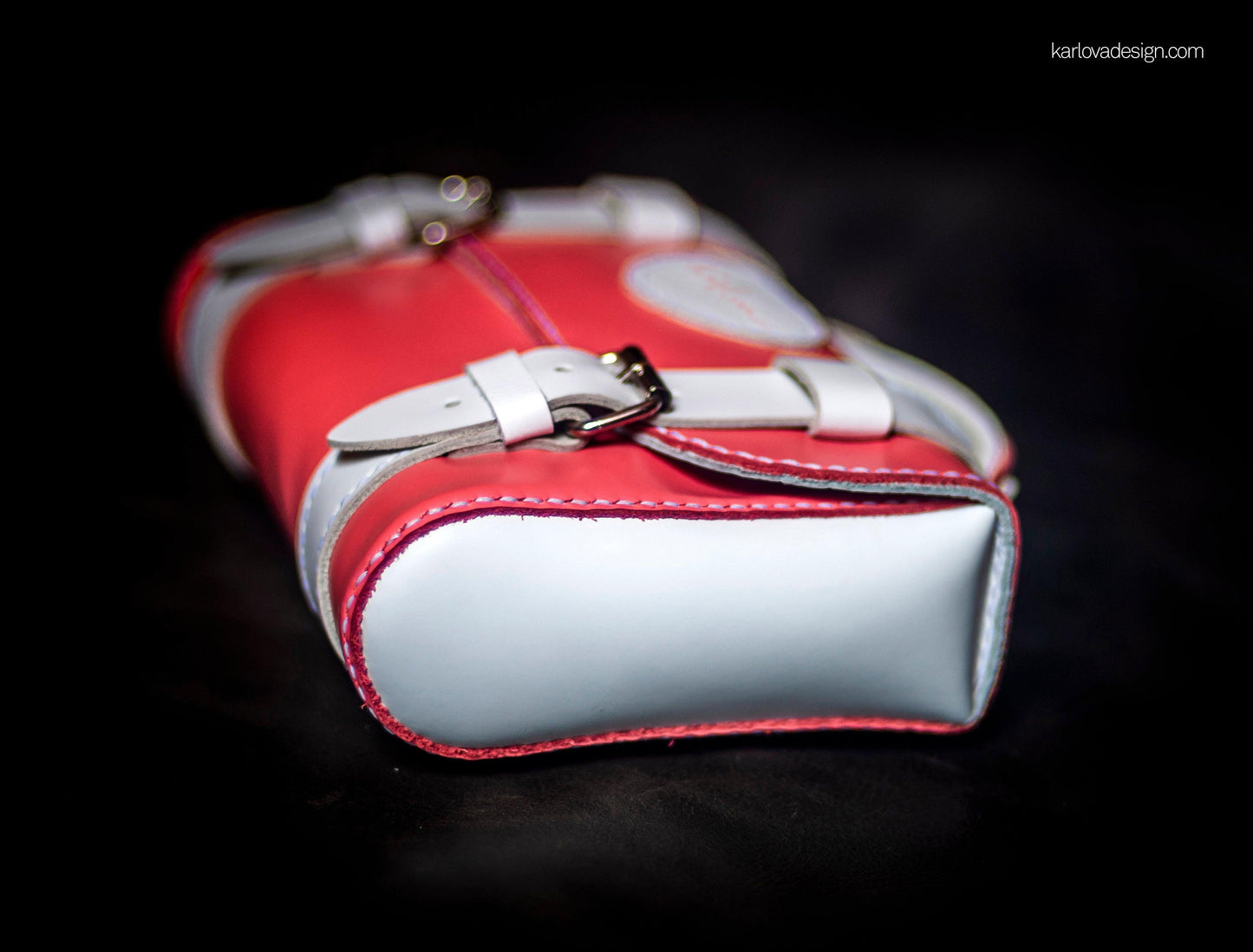 Leather briefcase, makeup case, toiletry bag, small purse, leather craft DIY PDF pattern by Karlova Design, leatherwork template for hand stitching