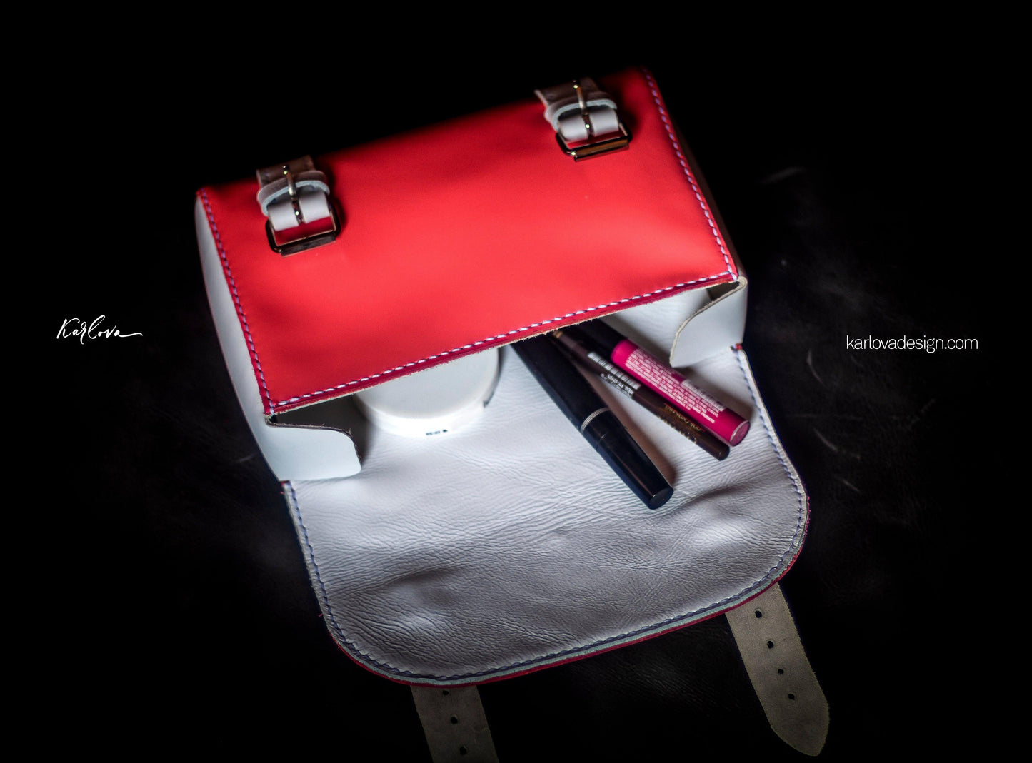 Leather briefcase, makeup case, toiletry bag, small purse, leather craft DIY PDF pattern by Karlova Design, leatherwork template for hand stitching