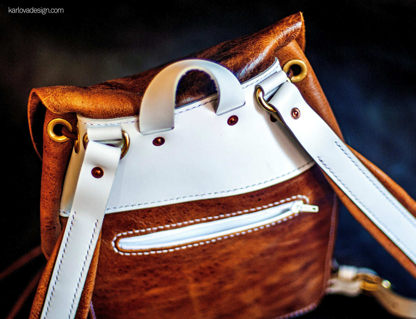 Leather Backpack printable leather craft DIY PDF pattern by Karlova Design, leatherwork template for hand stitching