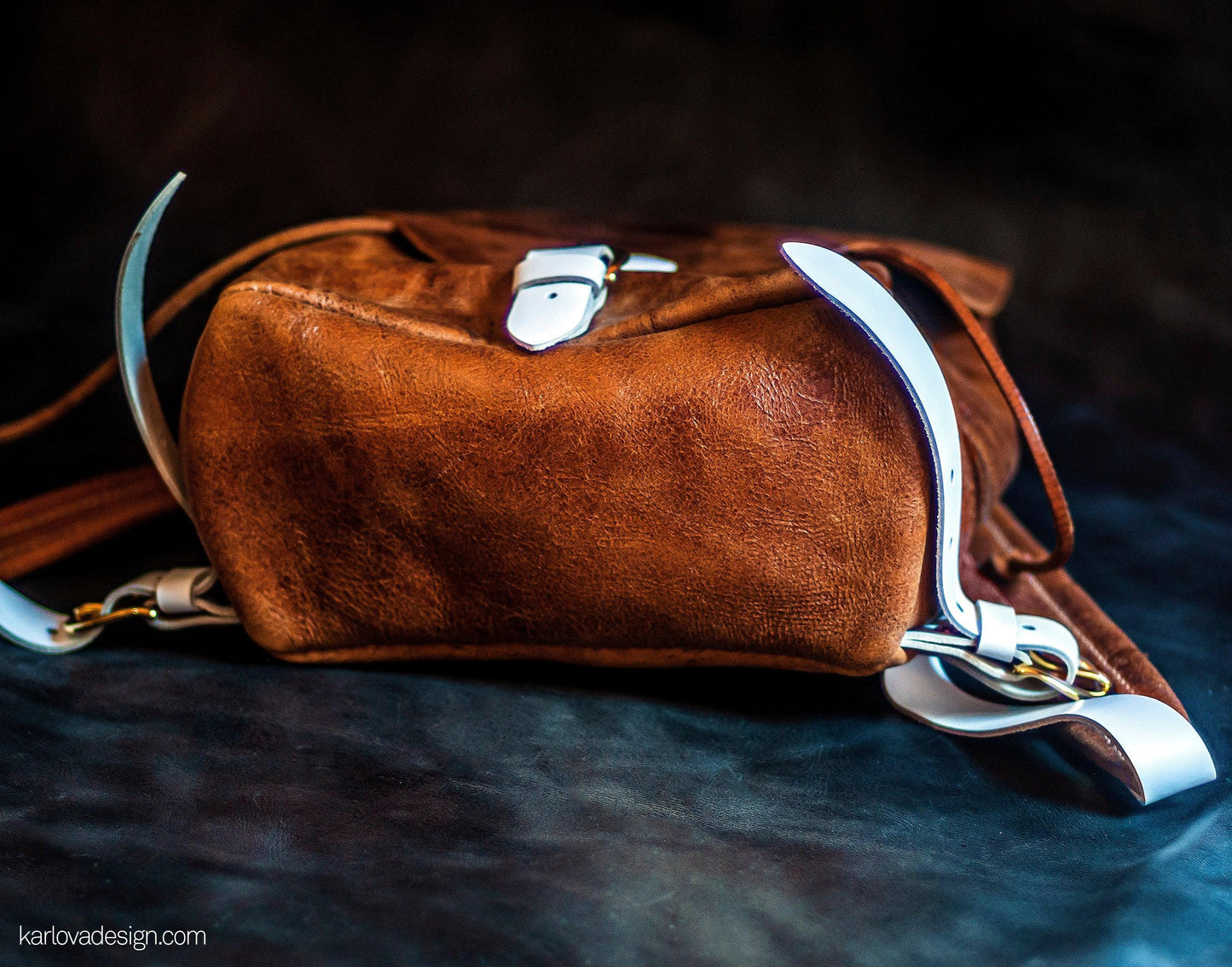 Leather Backpack printable leather craft DIY PDF pattern by Karlova Design, leatherwork template for hand stitching