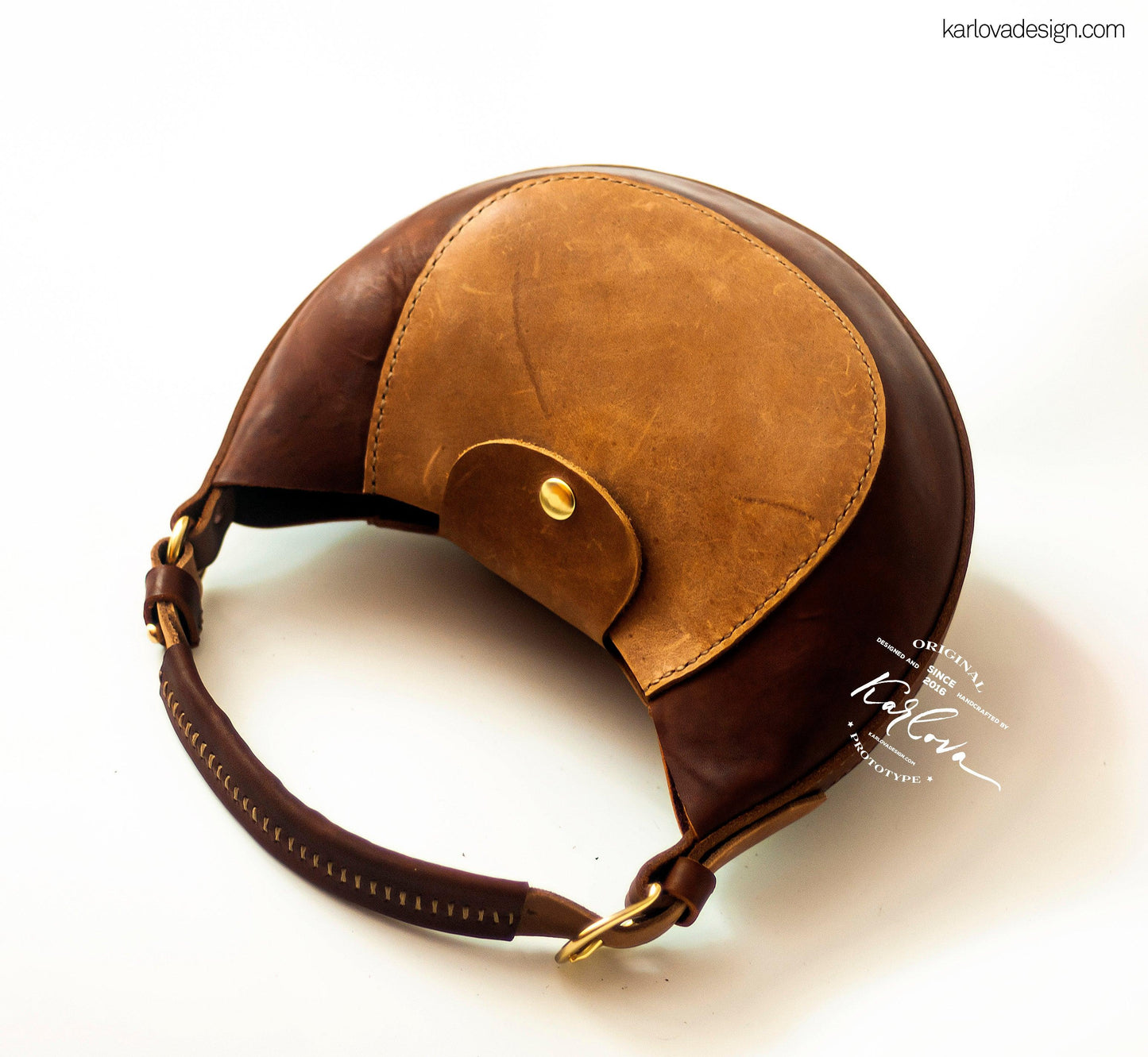 Leather Bag printable leather craft DIY PDF pattern by Karlova Design, leatherwork template for hand stitching