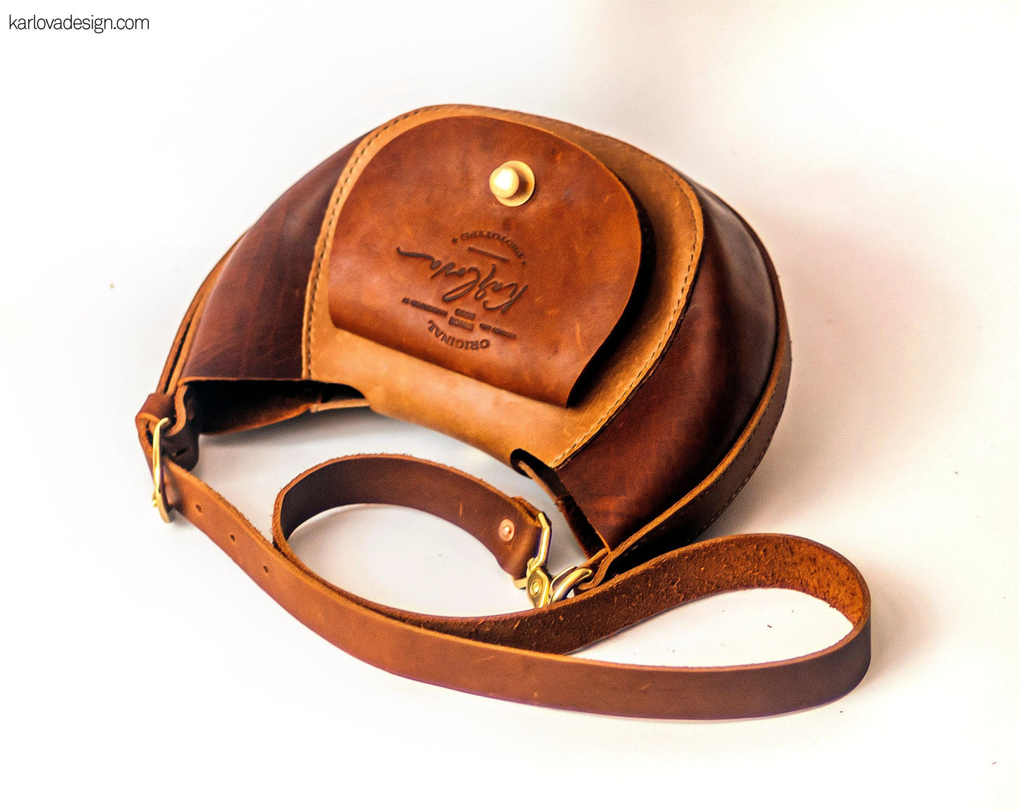 Leather Bag printable leather craft DIY PDF pattern by Karlova Design, leatherwork template for hand stitching