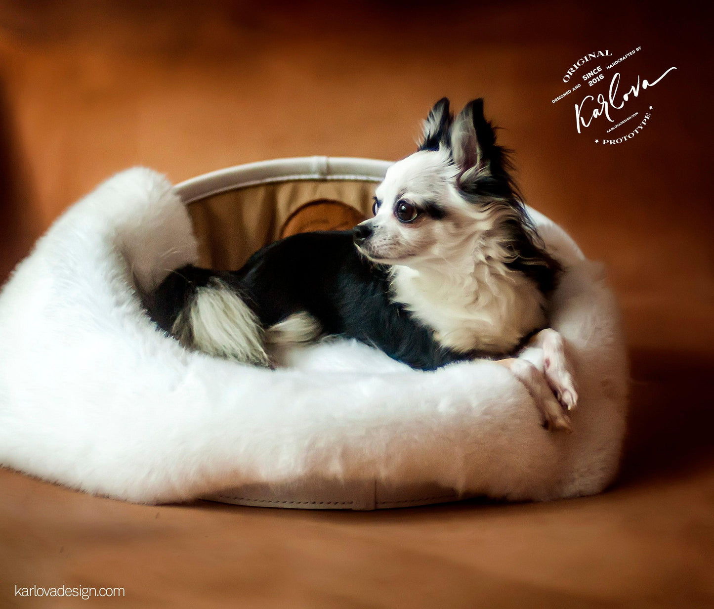 Pet bed for cats and small dogs printable leather craft DIY PDF pattern by Karlova Design, leatherwork template for hand stitching