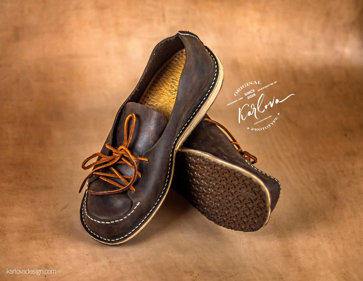 Loafers printable leather craft DIY PDF pattern by Karlova Design, leatherwork template for hand stitching
