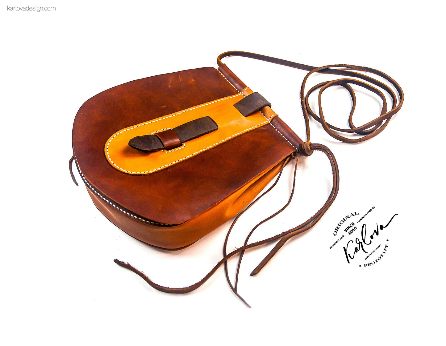 Purse Small Bag printable leather craft DIY PDF pattern by Karlova Design, leatherwork template for hand stitching