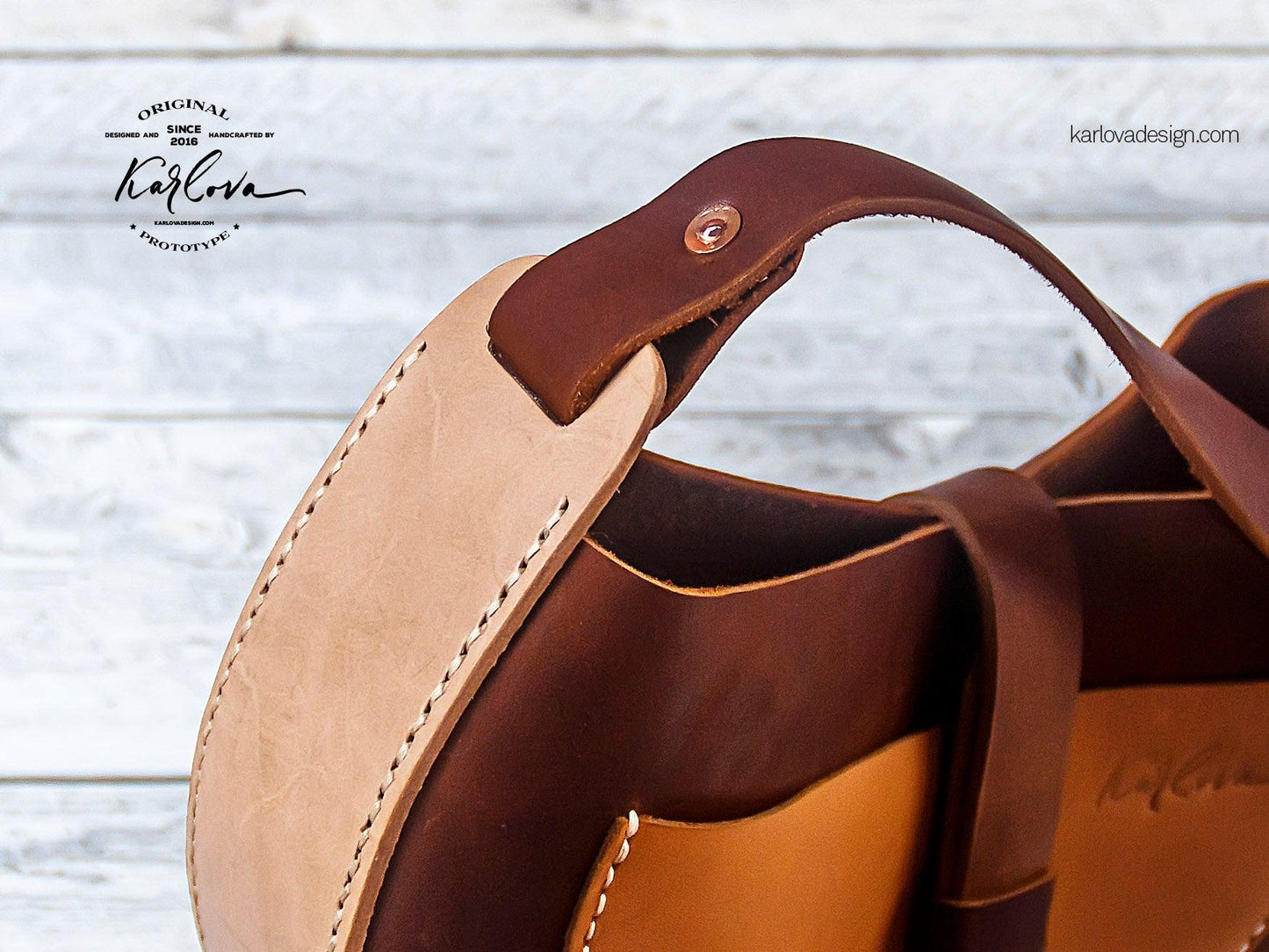 Bag printable leather craft DIY PDF pattern by Karlova Design, leatherwork template for hand stitching