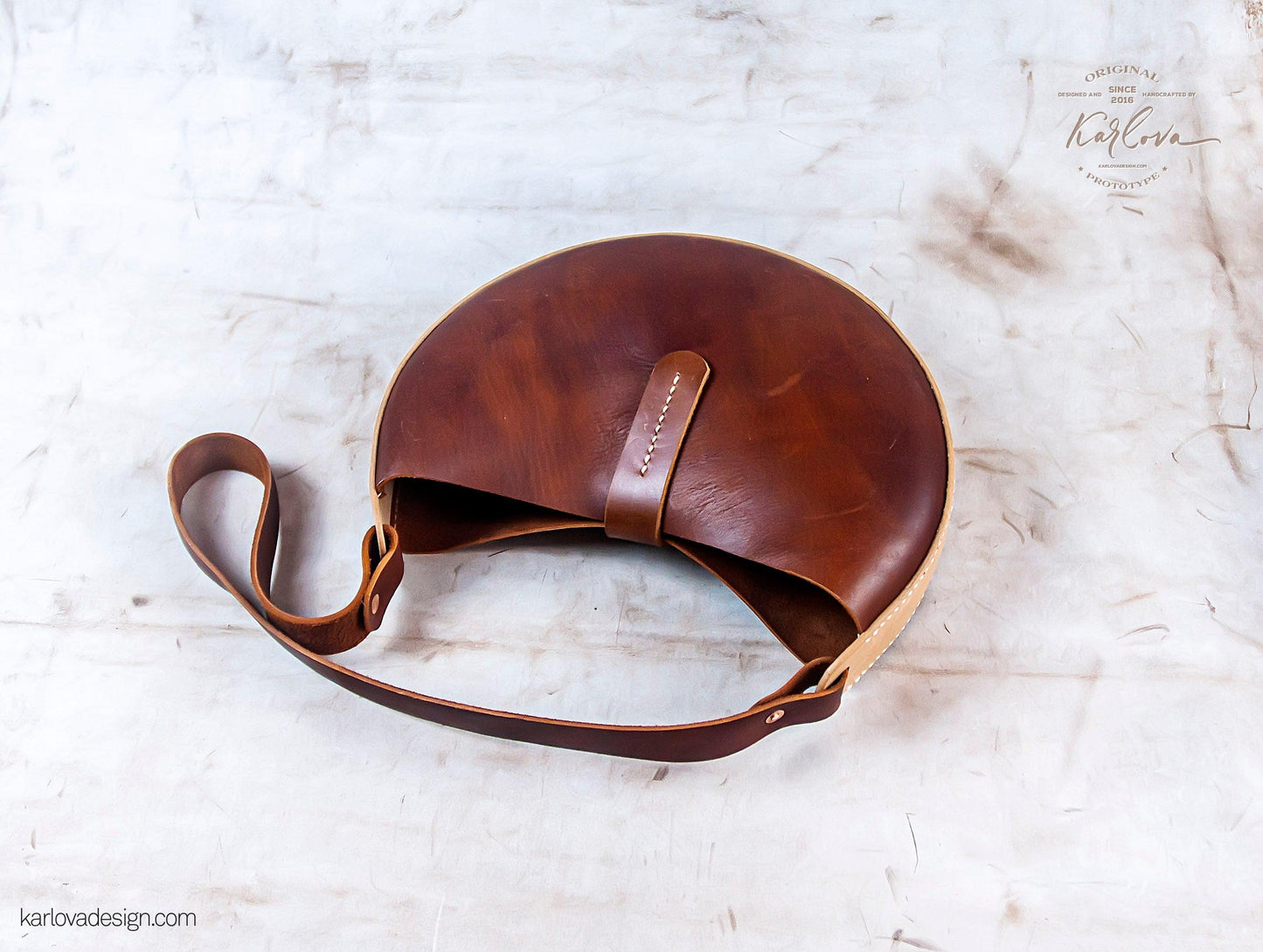 Bag printable leather craft DIY PDF pattern by Karlova Design, leatherwork template for hand stitching