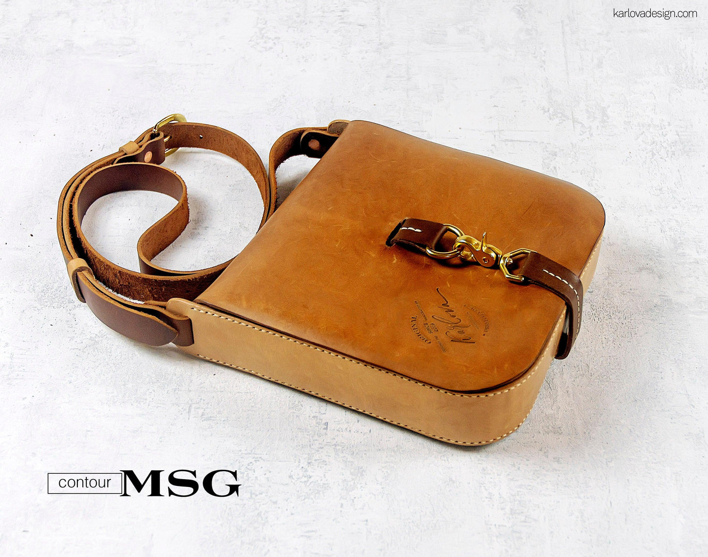 Bag printable leather craft DIY PDF pattern by Karlova Design, leatherwork template for hand stitching