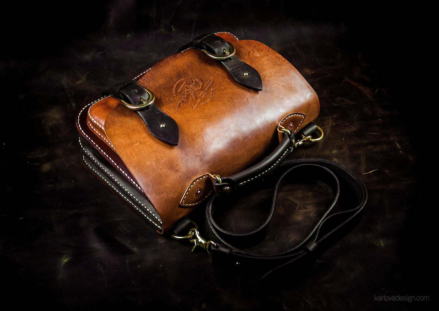 Cognac M Briefcase Leather Craft PDF Pattern Download - Karlova Design