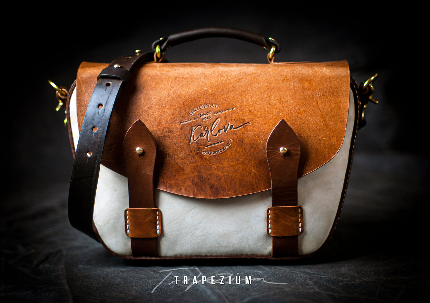 Classic vintage satchel crossbody bag, shoulder bag, messenger, saddle bag Printable Leather Craft DIY PDF Pattern by Karlova Design, Leatherwork Template for Hand Stitching