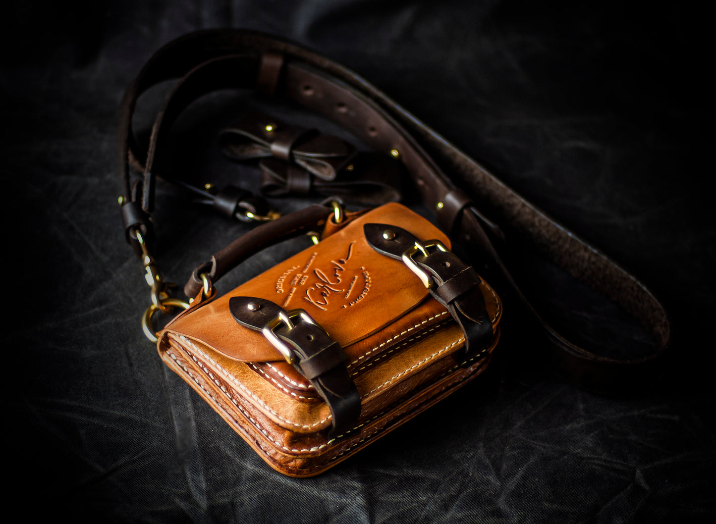 Cognac V.S. Belt Bag Leather Craft PDF Pattern Download - Karlova Design