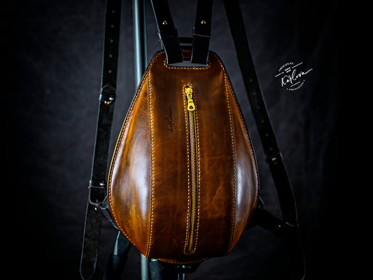 zippered sling backpack Printable Leather Craft DIY PDF Pattern by Karlova Design, Leatherwork Template for Hand Stitching