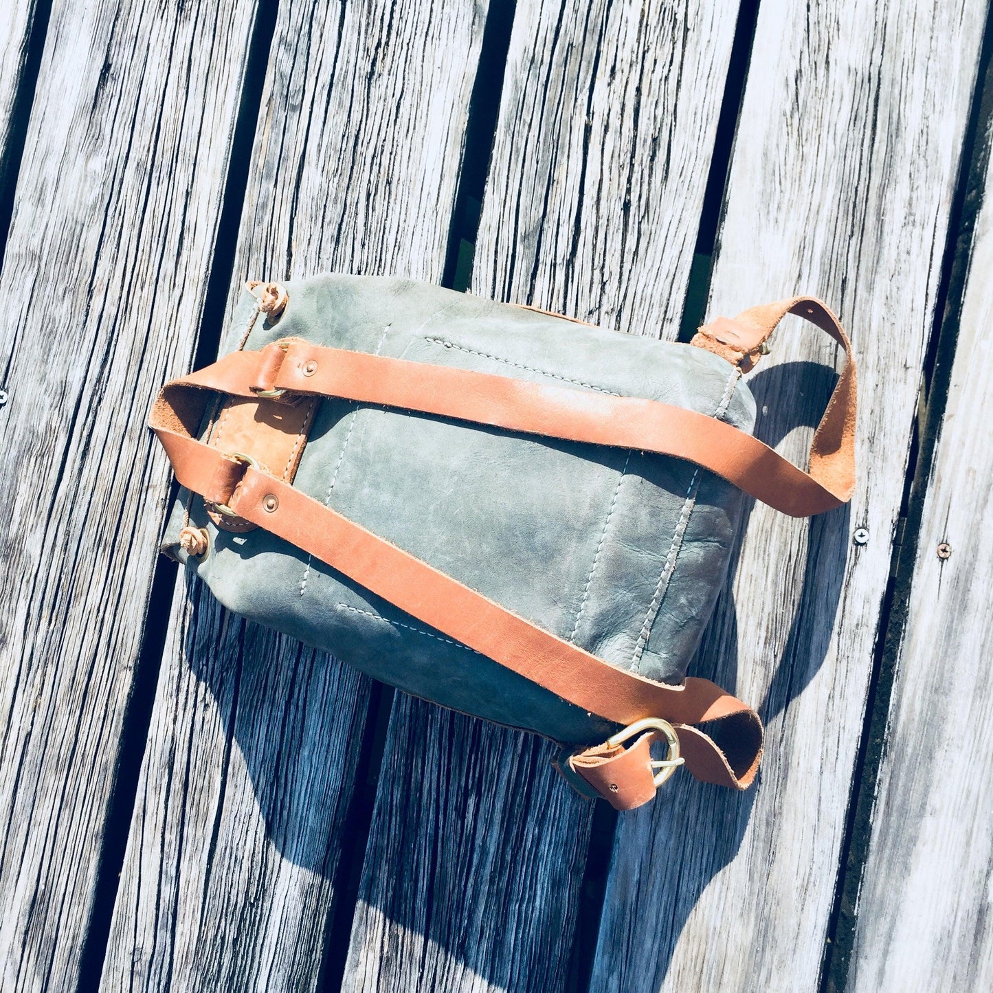 Leather backpack printable leather craft DIY PDF pattern by Karlova Design, leatherwork template for hand stitching