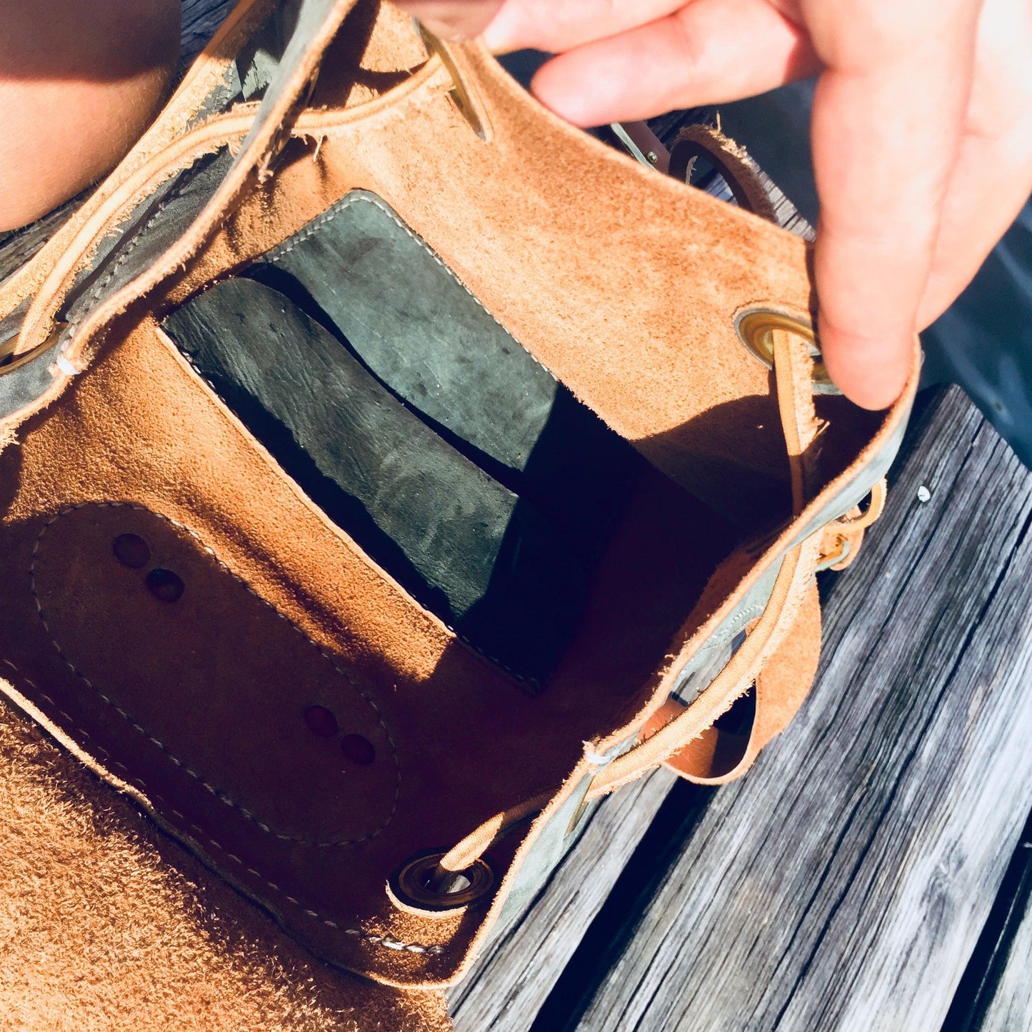 Leather backpack printable leather craft DIY PDF pattern by Karlova Design, leatherwork template for hand stitching