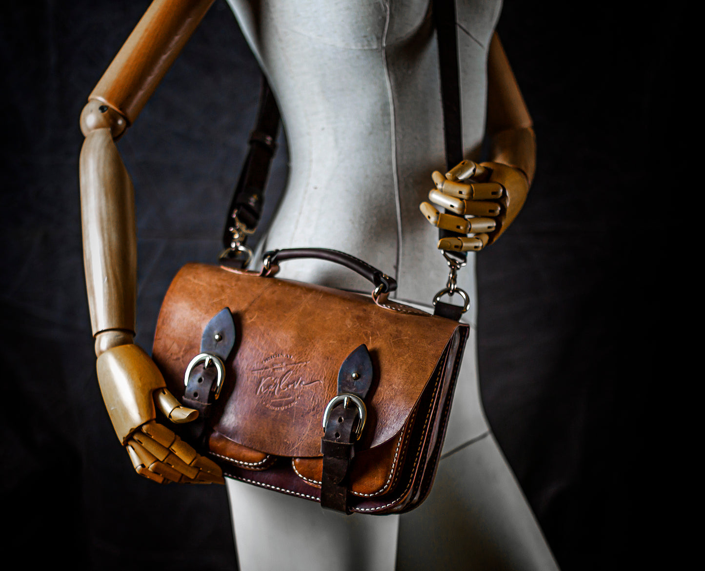 Classic vintage satchel crossbody bag, shoulder bag, messenger, mens briefcase Printable Leather Craft DIY PDF Pattern by Karlova Design, Leatherwork Template for Hand Stitching