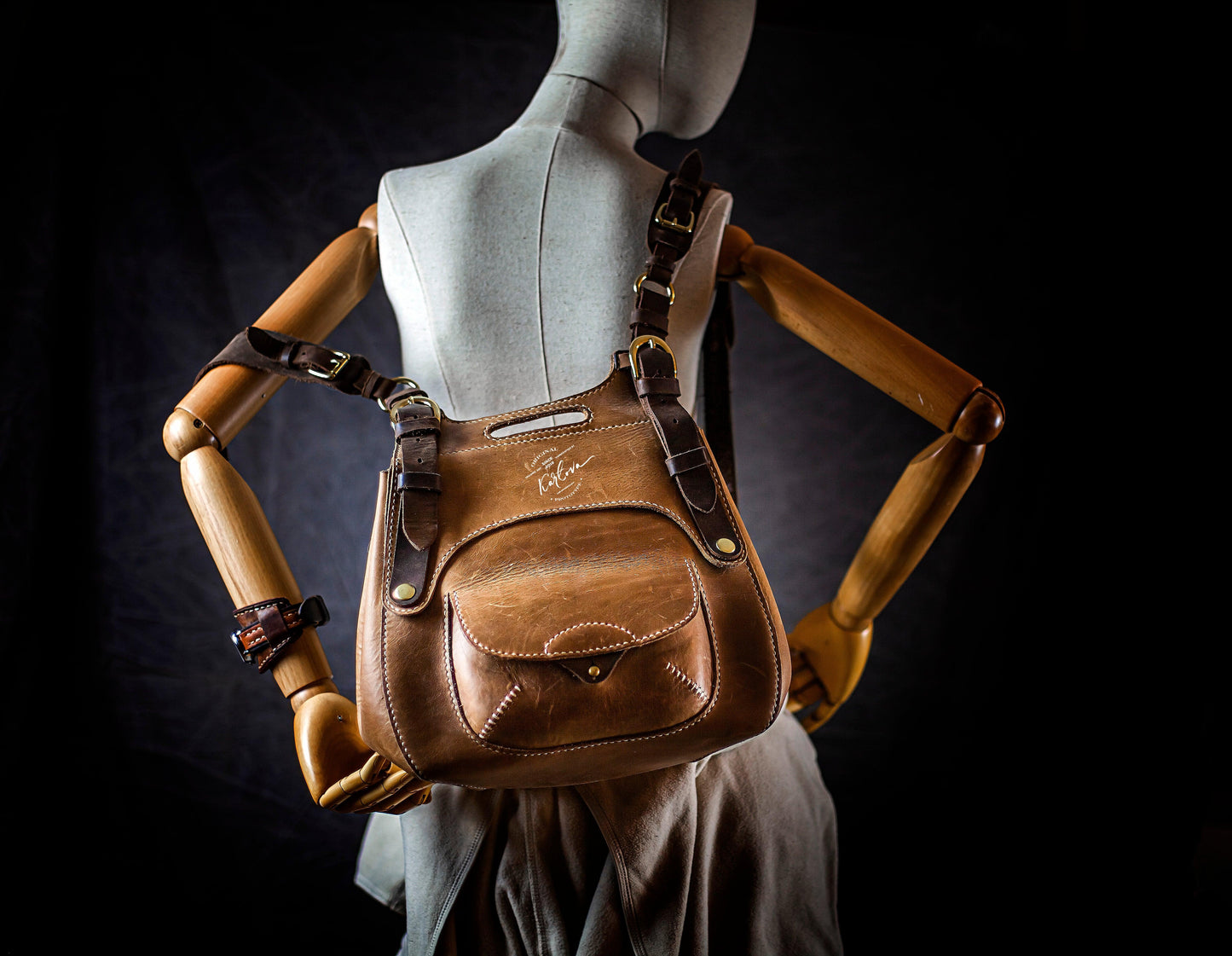 convertible bag backpack Printable Leather Craft DIY PDF Pattern by Karlova Design, Leatherwork Template for Hand Stitching