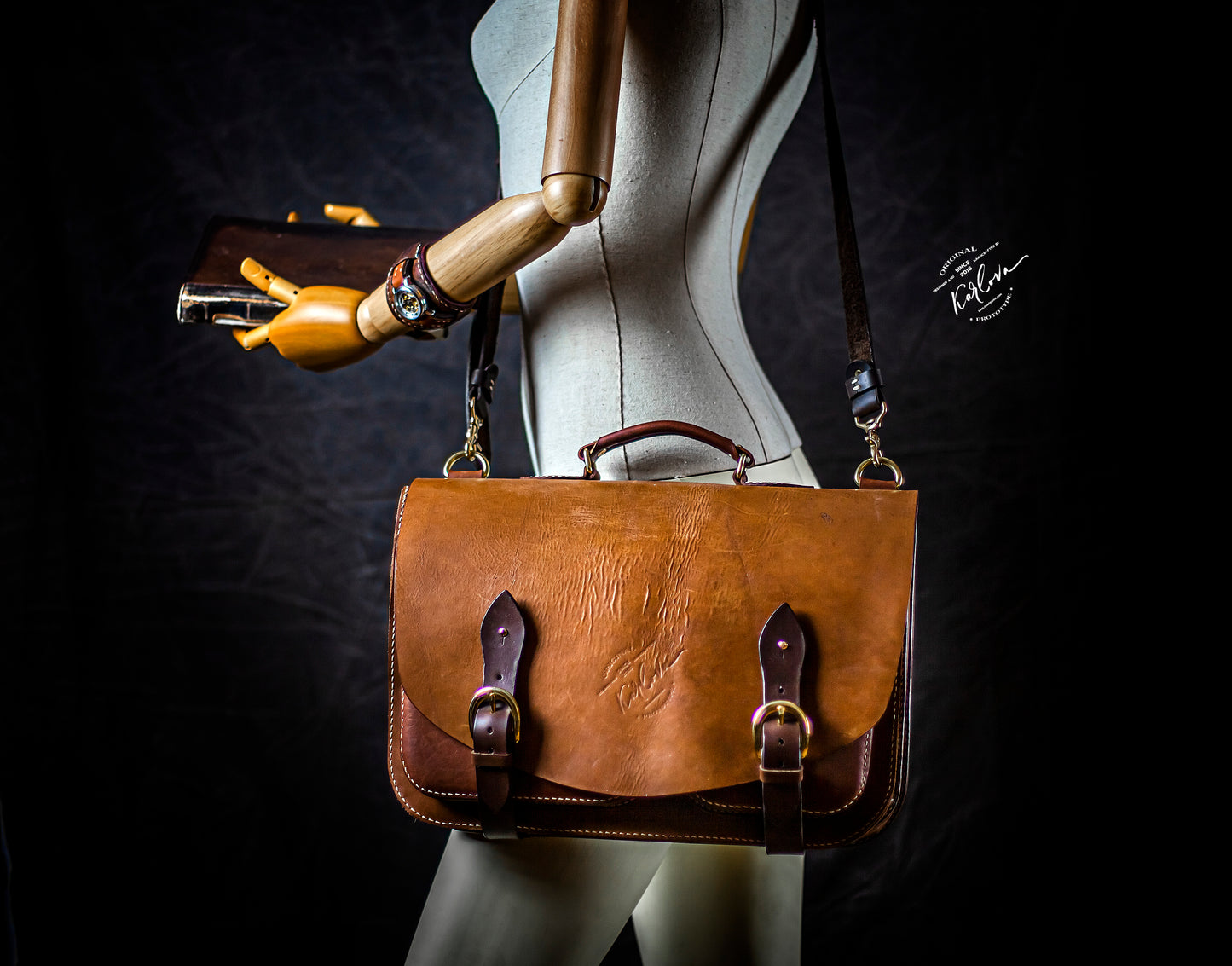 Classic vintage satchel crossbody bag, shoulder bag, messenger, mens briefcase Printable Leather Craft DIY PDF Pattern by Karlova Design, Leatherwork Template for Hand Stitching