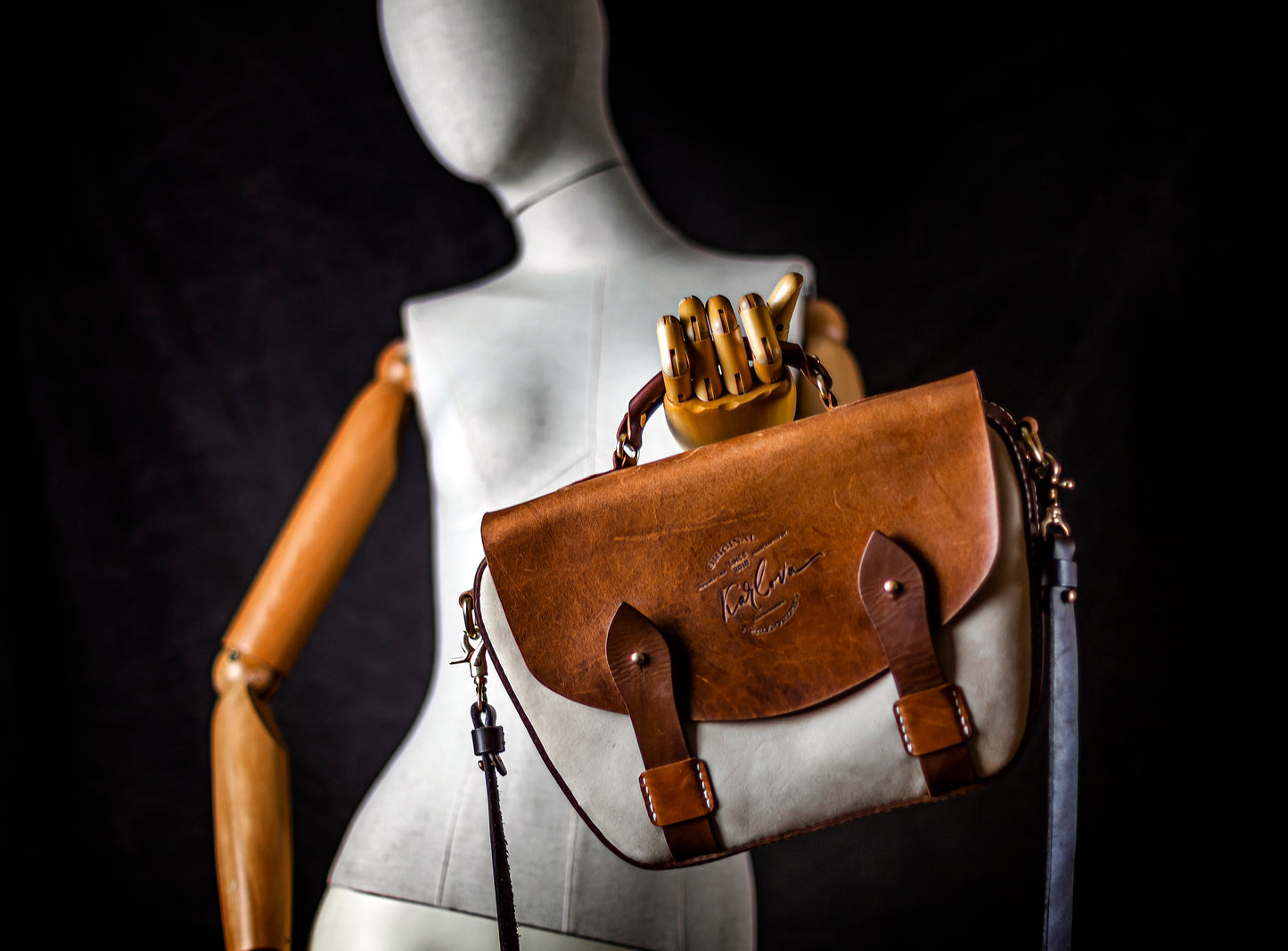 Vintage Satchel Printable Leather Craft DIY PDF Pattern by Karlova Design, Leatherwork Template for Hand Stitching