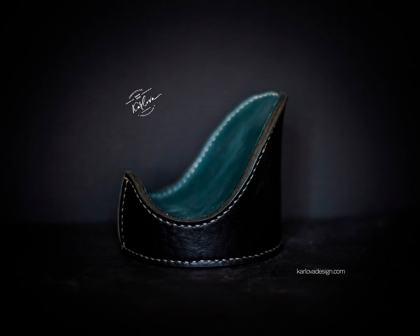 Phone Cradle, Desktop Smartphone Stand Printable Leather Craft DIY PDF Pattern by Karlova Design, Leatherwork Template for Hand Stitching