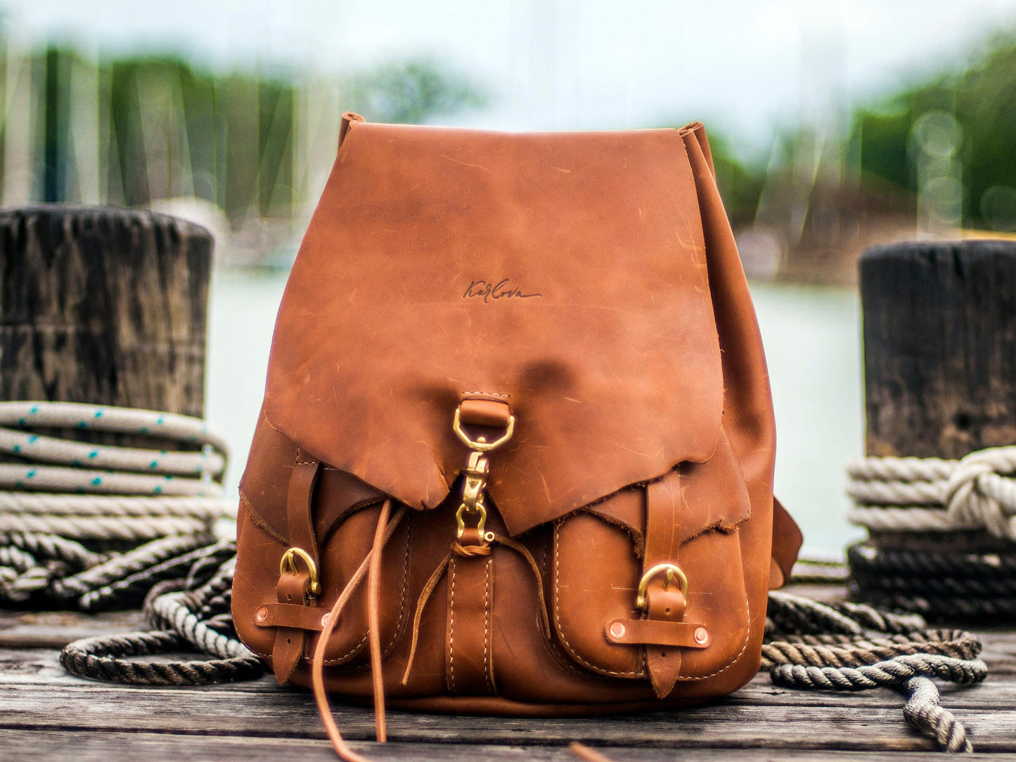 Classic Backpack Printable Leather Craft DIY PDF Pattern by Karlova Design, Leatherwork Template for Hand Stitching