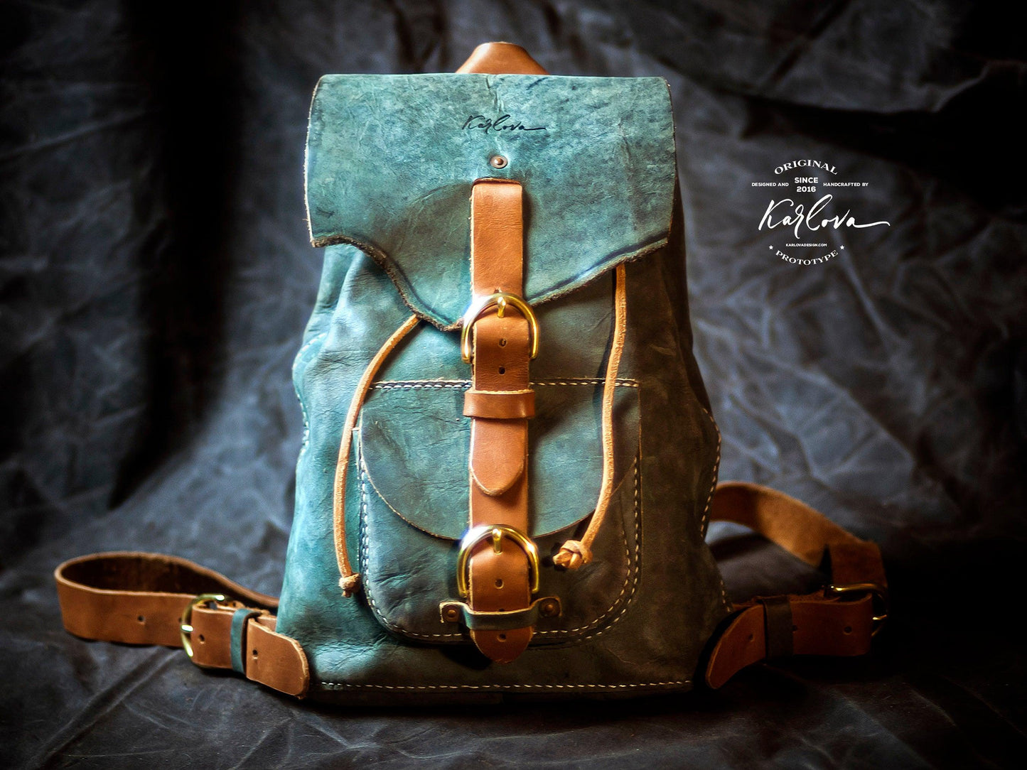 Medium Backpack Printable Leather Craft DIY PDF Pattern by Karlova Design, Leatherwork Template for Hand Stitching