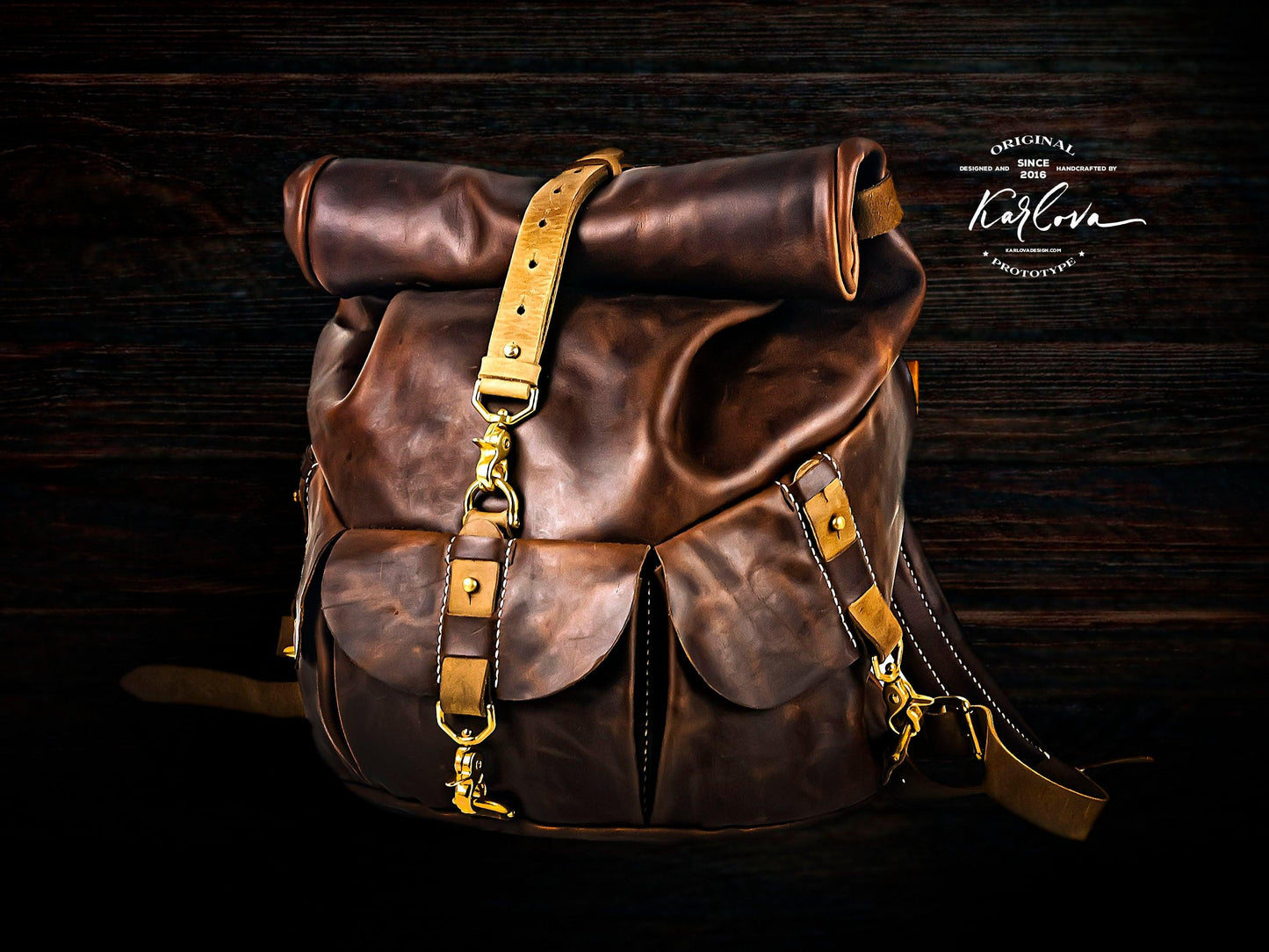 Three Rum Roll Top Backpack Leather Craft PDF Pattern Download - Karlova Design