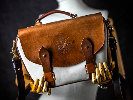 Vintage Satchel Printable Leather Craft DIY PDF Pattern by Karlova Design, Leatherwork Template for Hand Stitching