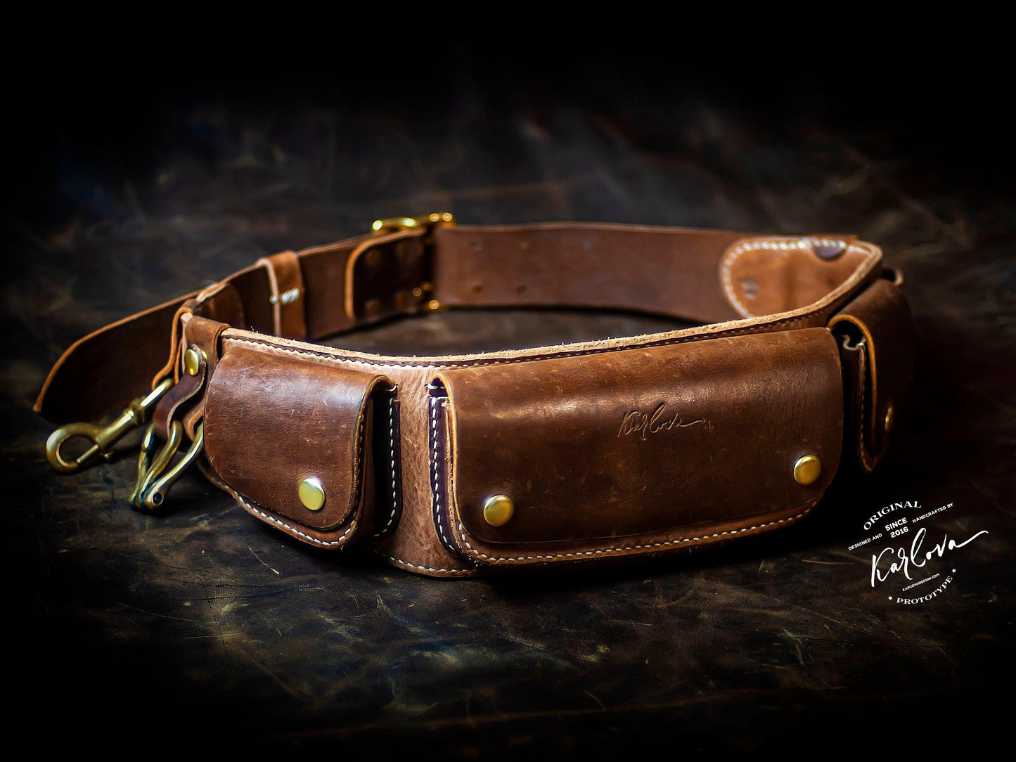 Utility Belt Printable Leather Craft DIY PDF Pattern by Karlova Design, Leatherwork Template for Hand Stitching