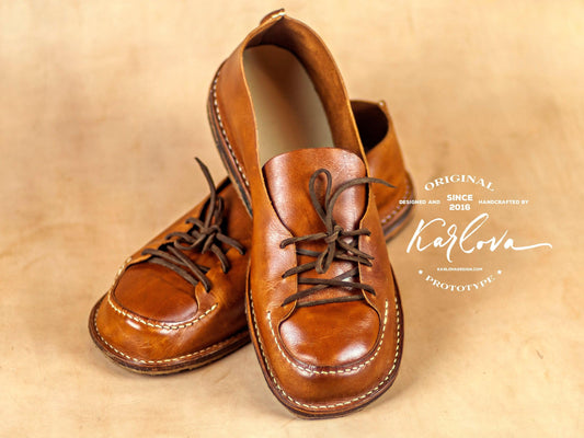 Loafers Printable Leather Craft DIY PDF Pattern by Karlova Design, Leatherwork Template for Hand Stitching
