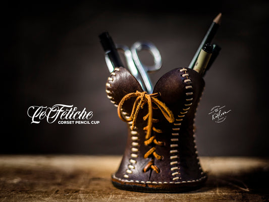 Le Fétiche Pencil Cup Leather Craft PDF Pattern Download - Karlova Design